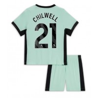 Camisa de Futebol Chelsea Ben Chilwell #21 Equipamento Alternativo Infantil 2023-24 Manga Curta (+ Calças curtas)